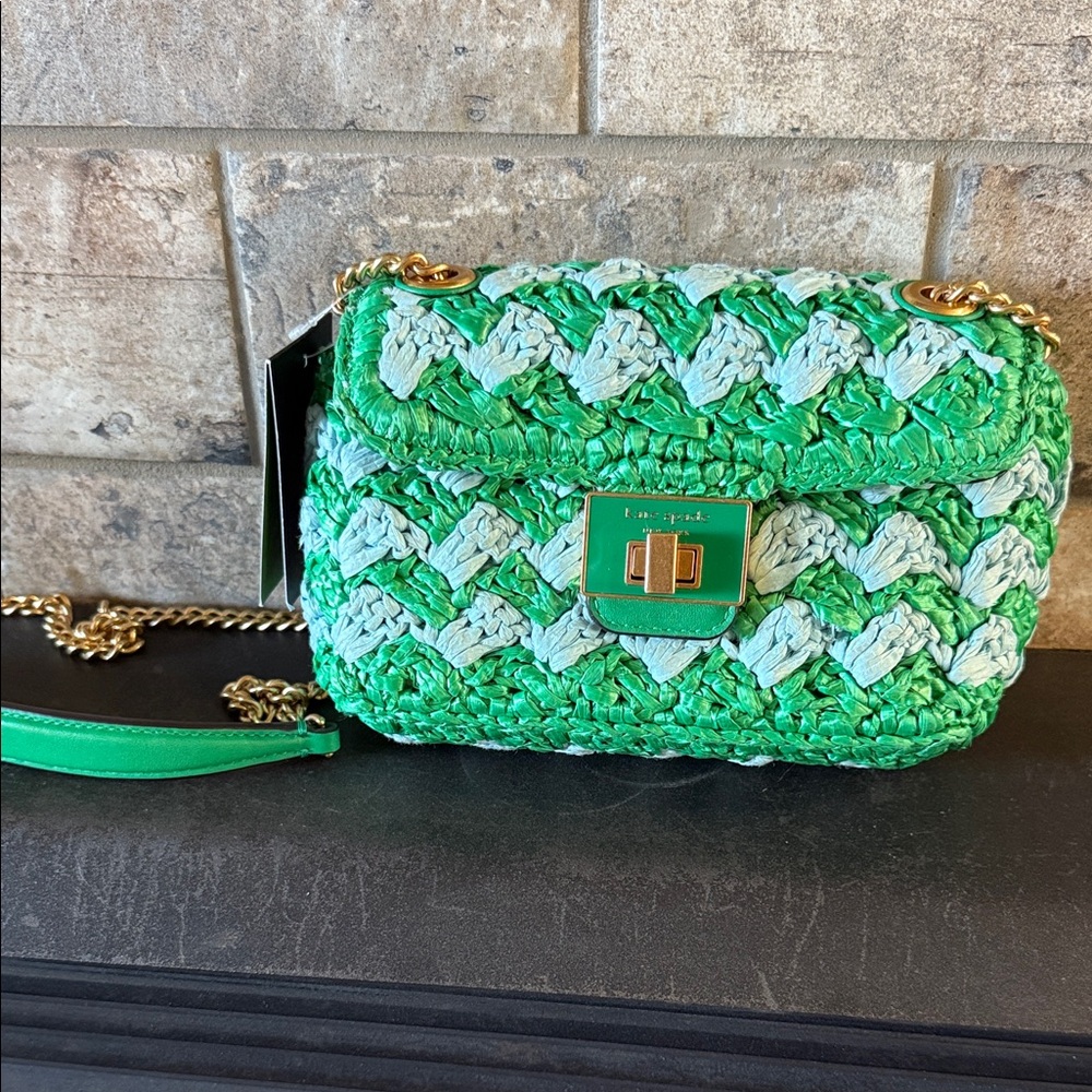 NWT Kate Spade Evelyn Fresh Green Woven Crossbody